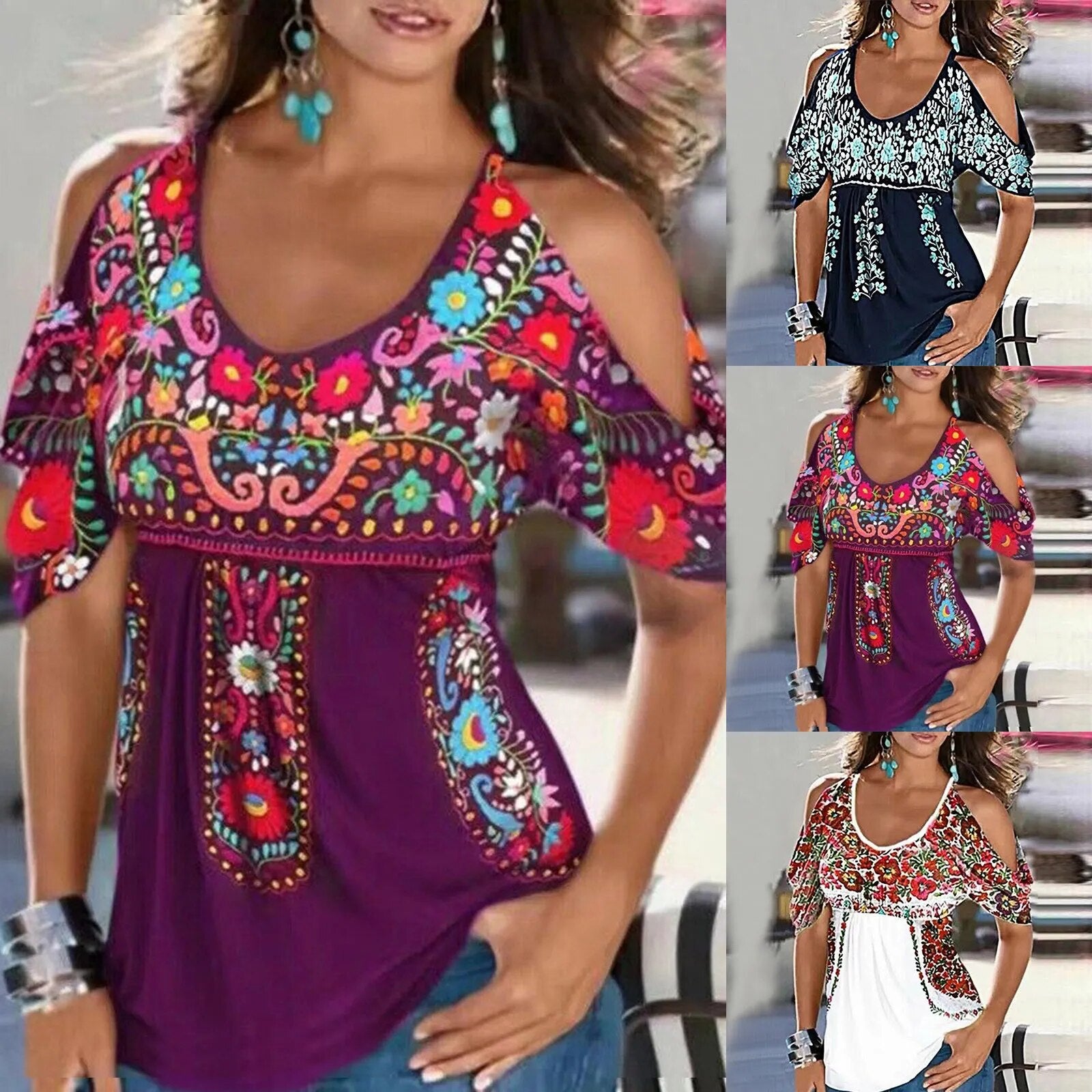 Casual Ladies Colorful Loose Top V-Neck - stunninglyyou.contact